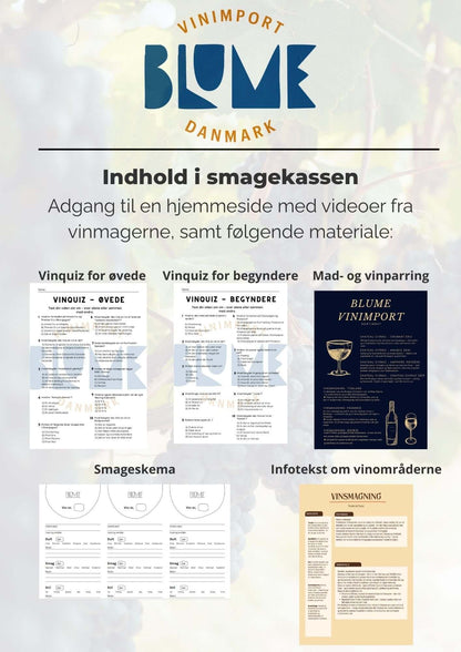 Vinsmagning: Det klassiske Østrig - Indhold i smagekassen med vinmaterialer og videoer fra vinmagere.