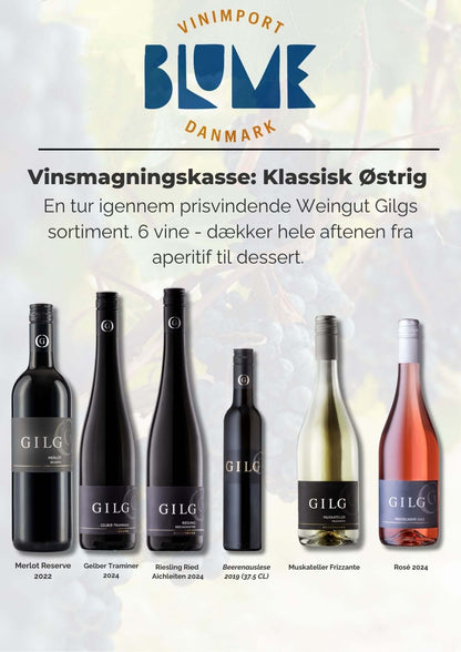 Vinsmagning: Det klassiske Østrig - blanding af 6 vine fra Weingut Gilg, inkl. Merlot og Riesling.